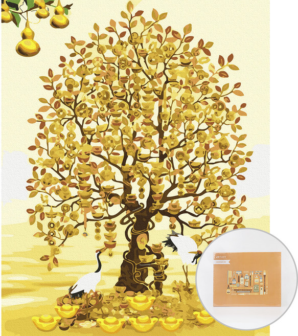 ARTJOY DIY數字油畫組 40x50cm 直式, 1組, 金色搖錢樹