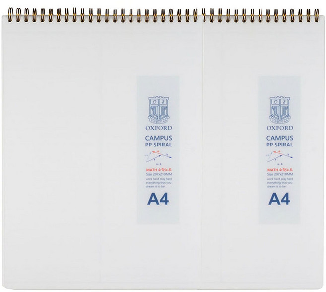 OXFORD Milk PP A4 上翻式可撕線圈數學筆記本 80張 2入組, 白色, 2個