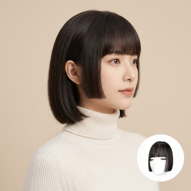 Alleophom 女性用自然側分公主切瀏海假髮 L264-0065