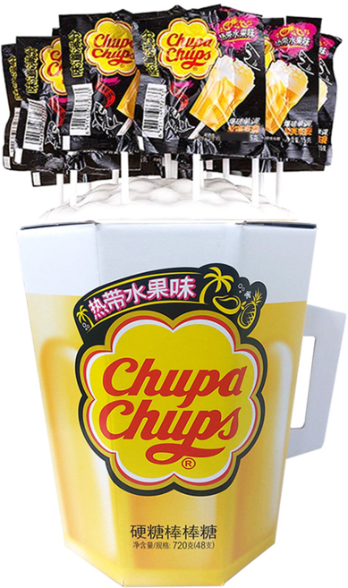 Chupa Chups 加倍佳 乾杯造型棒棒糖 熱帶水果風味 48入組, 720g, 1盒