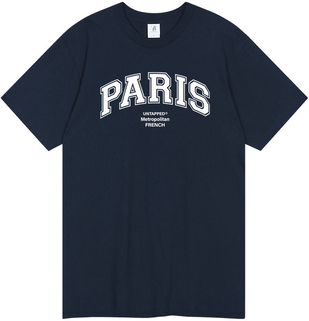 UNTAPPED 男女通用 PARIS 16支 短袖T恤, 海軍藍