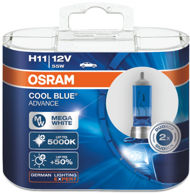 OSRAM 歐司朗 酷藍升級版鹵素燈泡 H11 2入, 混合色, 1個