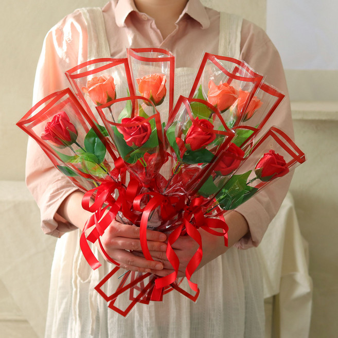 Scent Basket 線條香皂花單支花束, 紅色氛圍, 10個