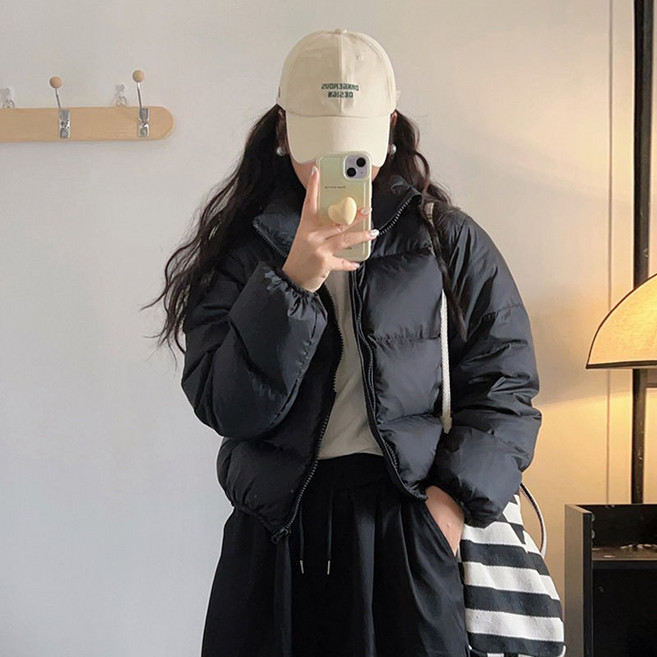 DMELD 女性素面拉鍊短版羽絨外套