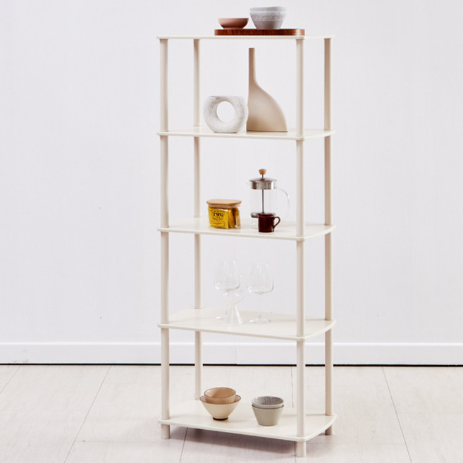 KUTSUWA HiLiNE Gallery 圓角方形層架, 象牙白, 5欄