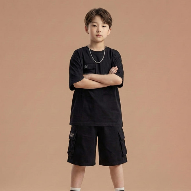 Kids Recipe 綁索裝飾寬鬆版型上下套裝
