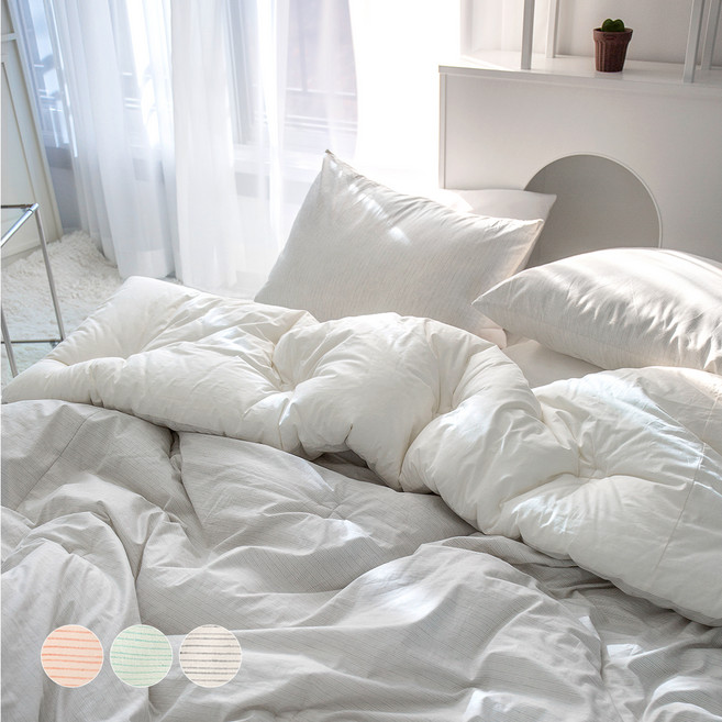 yesbedding 純有機先染100%棉薄被, 灰色