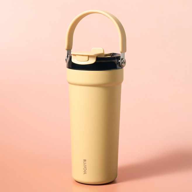 BLISSOUL 咖啡廳陶瓷隨行杯 LHC4440YEL, 奶油檸檬, 700ml, 1個