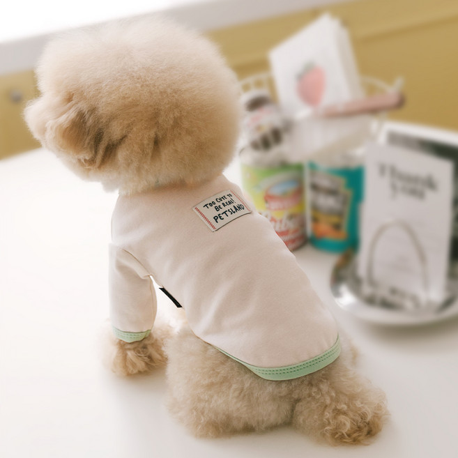 PETSLAND 狗狗可愛標籤T恤, 1個, 白色