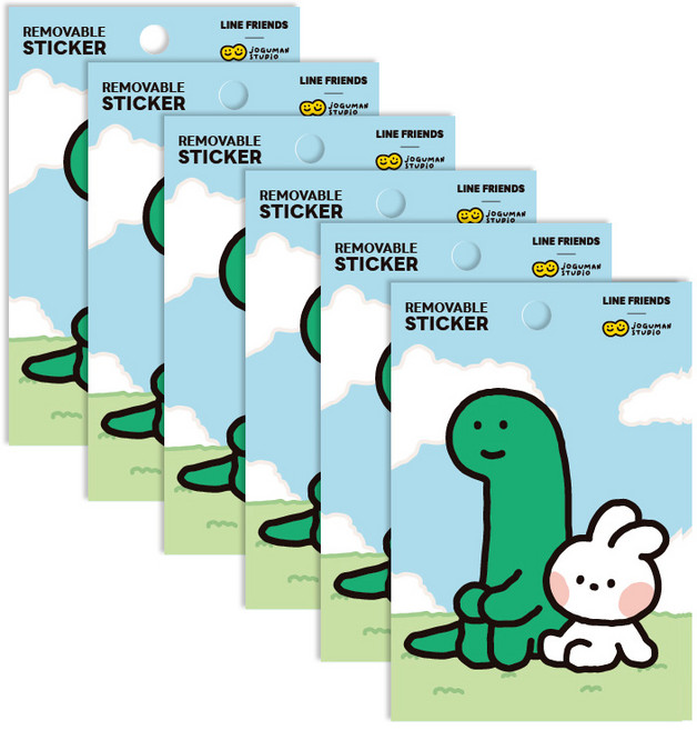 Flyingwhales LINE FRIENDS minini guman 可撕除貼紙, 6個, 兔兔尼古滿