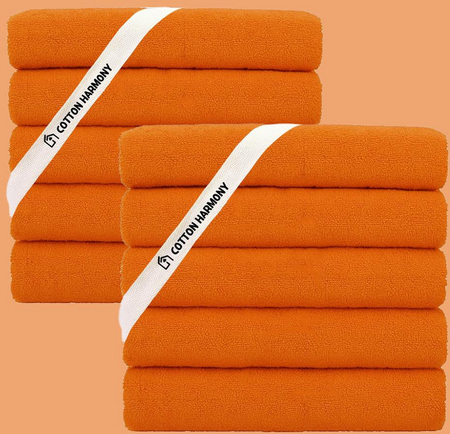 Cotton Harmony 頂級飯店毛巾 200g 40支精梳棉 熱帶橘 10入, 熱帶橘色, 10條
