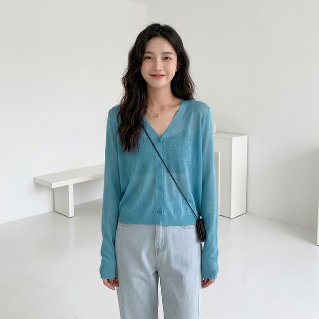 MarketA 女款防曬薄款透膚開襟衫 M263-0549