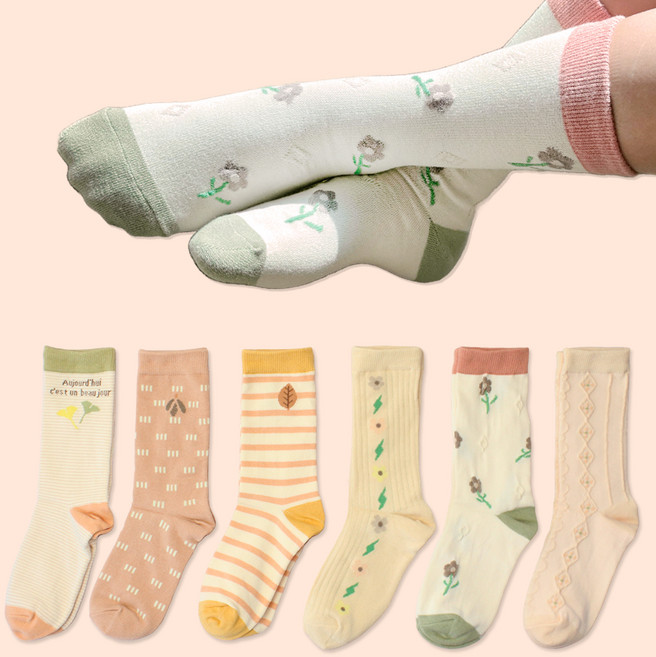 女性用舒適花朵襪6雙組