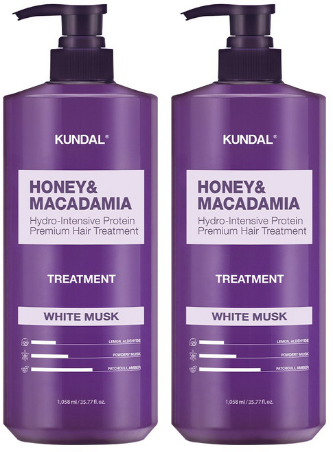 KUNDAL 昆黛爾 蜂蜜&澳洲堅果保濕護髮乳 White Musk, 1058ml, 2瓶
