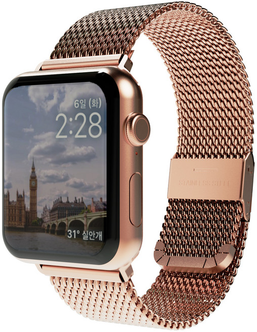miaK Apple Watch金屬織紋錶帶, 玫瑰金, 1個