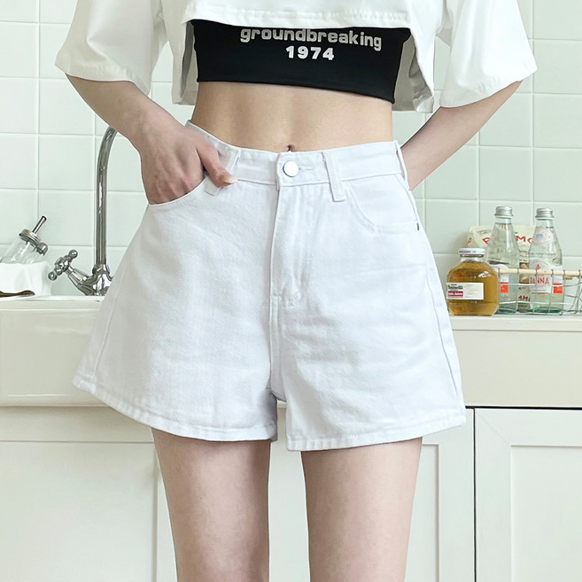 jalbba jean 女款Dori棉質A字寬版基本短褲