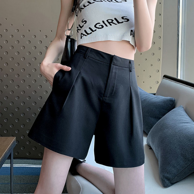 Goodif 女款高腰A字單褶短褲