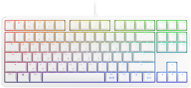 CHERRY 機械式有線無數字鍵盤, 白色, G80-3000S TKL RGB (靜音紅軸), 紅軸