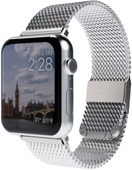 miaK Apple Watch金屬織紋錶帶, 銀, 1個