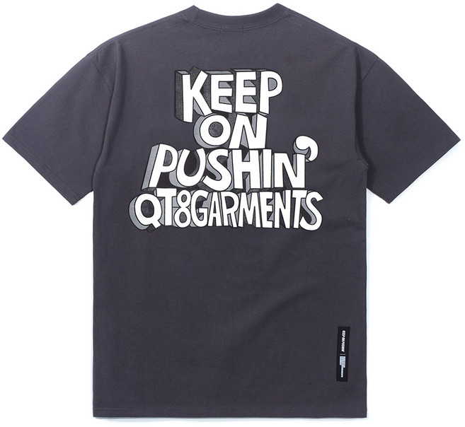 QT8 GARMENTS DA Shape 透氣 Logo Tee, 炭灰色