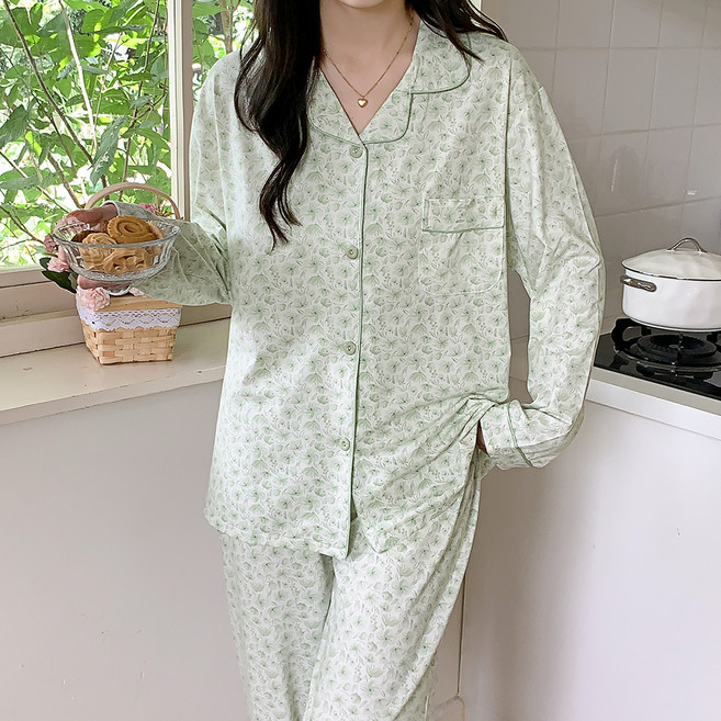 Anna&Co 女款水漾花卉長袖睡衣居家服上下套裝