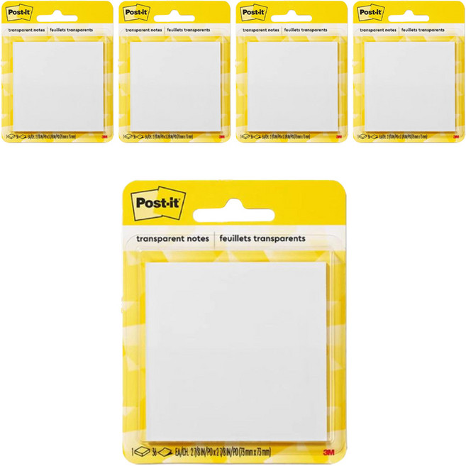 3M Post-it 利貼 透明便利貼 73 x 73 mm, 36入, 5個, 透明