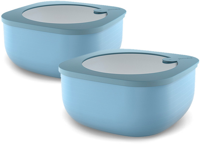 guzzini My Kitchen Store&More一般款密封保鮮盒 L Matt Mid Blue, 2個, 1.9L