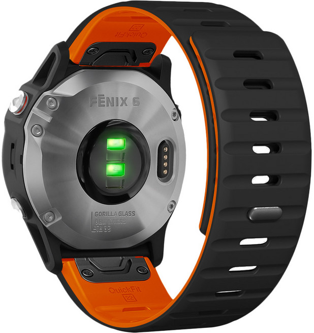 SPACE SHIELD Garmin 智慧手錶相容 QuickFit 雙色 Blazer 磁吸連結按鈕矽膠錶帶 22mm, 黑橘色, 1個