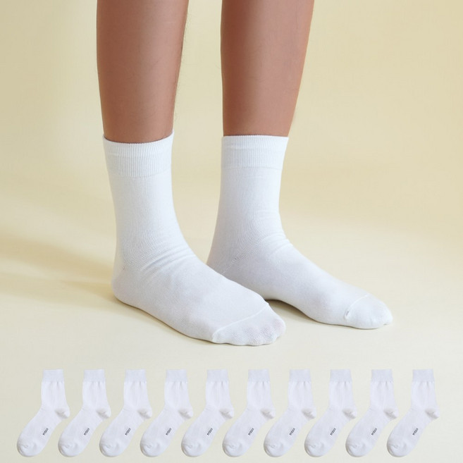 Mysock 男士舒適棉質素色中筒襪 10雙