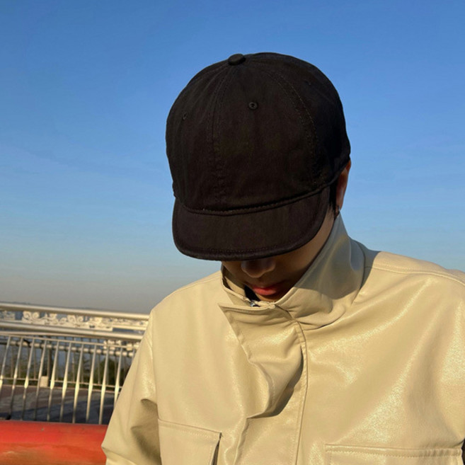 Kalrveon 男士短帽簷素色棉質休閒棒球帽