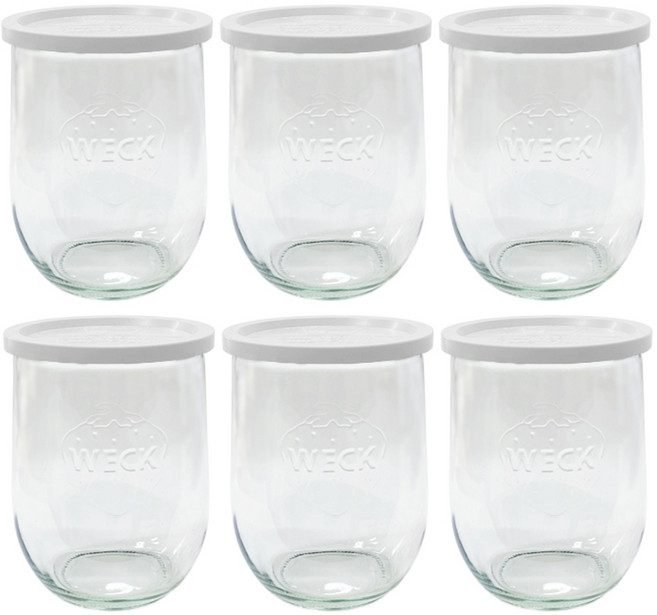 WECK 鬱金香型玻璃儲物罐 1062ml No.745 6入組 (附PE蓋), 6組, 容器 + 蓋子