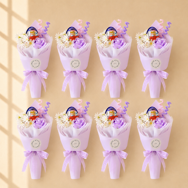 Scent Basket Sweet Bloom Kinder Joy 花束 8入, 紫色(花束), 隨機出貨(Kinder Joy)