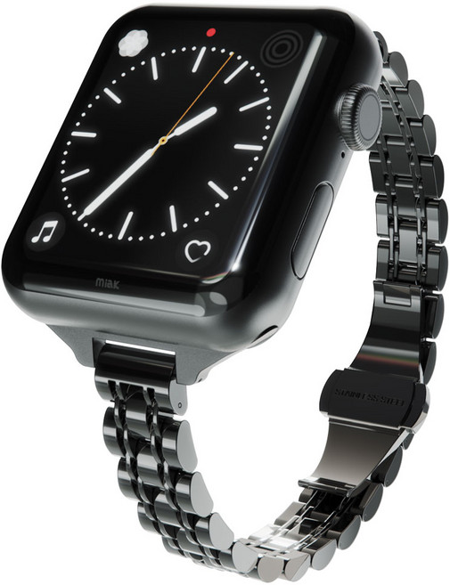 miak Apple Watch 纖薄五珠錶帶, 黑色