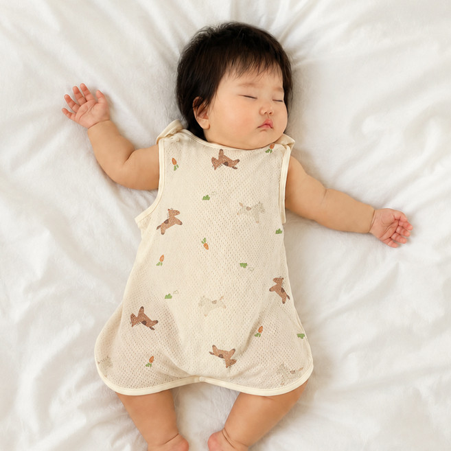 韓國 ikii 新生兒有機網眼長版睡眠背心