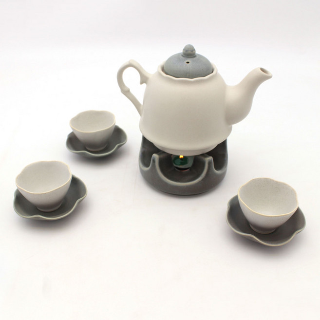 Dalsogum 韓國製霧面陶瓷茶壺保溫壺茶杯茶具全套組, 1套, 深灰色
