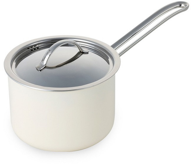 EDELKOCHEN 電磁爐適用單柄不鏽鋼湯鍋, 象牙白, 16cm