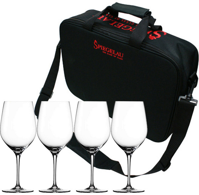 SPIEGELAU Vinovino 波爾多葡萄酒杯 620毫升 x 4入 + 黑色手提袋套組, 黑色, 1組