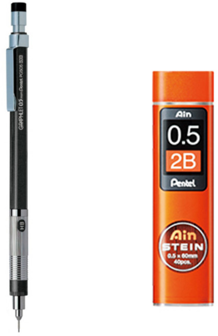 Pentel 飛龍文具 Graphlet 自動鉛筆 PG505-AD + Ain Stein 2B 筆芯組, 0.5mm, 1組