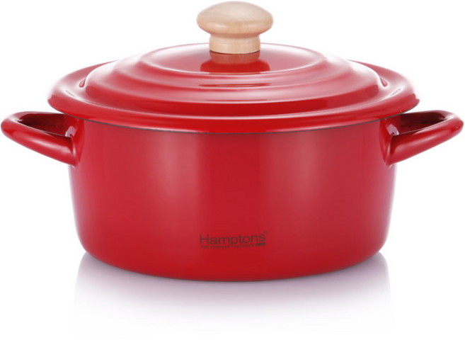 Hamptons 琺瑯雙耳鍋 HYF-C-023, 紅色, 直徑21cm*高9.5cm, 1個, 20cm