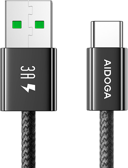 AIDOGA 艾迪伽 USB-A TO Type-C充電線/傳輸線/編織線/快充線 QC4.0 FastGo系列, 100cm, 黑色, 1條