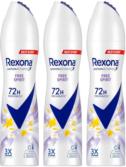 Rexona 蕊娜 制汗爽身噴霧 自由舒暢, 135ml, 3瓶