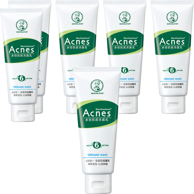 MENTHOLATUM 曼秀雷敦 台灣公司貨 Acnes多效抗痘洗面乳, 100g, 6條