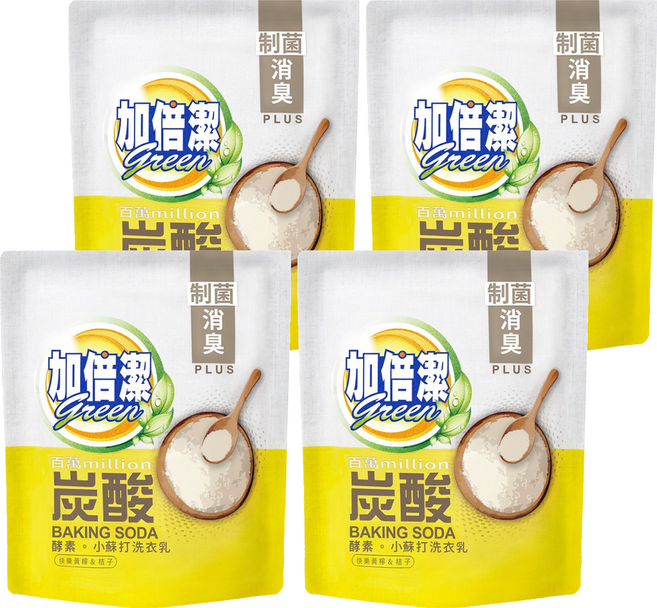 加倍潔 酵素小蘇打洗衣乳 消臭 補充包, 1.6kg, 4包