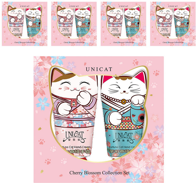 UNICAT 變臉貓 招財貓花漾護手霜禮盒 2支, 5個, 40ml