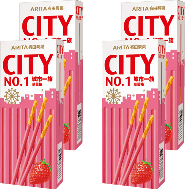 ARITA 有田製菓 城市一族 棒狀餅乾 草莓風味, 25g, 12盒