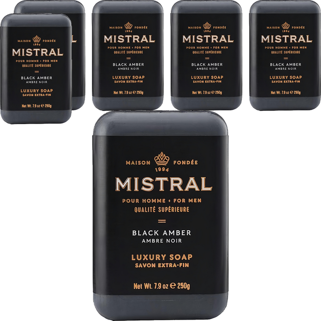 MISTRAL BODY 紳士香氛皂 黑琥珀, 250g, 6個