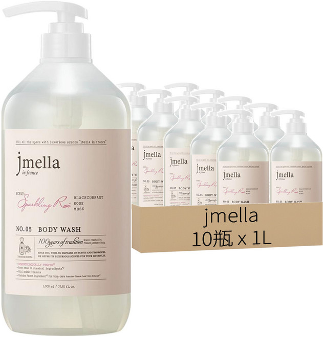 jmella 法式漫舞香水沐浴乳 No.05 Sparkling Rose, 1L, 10瓶