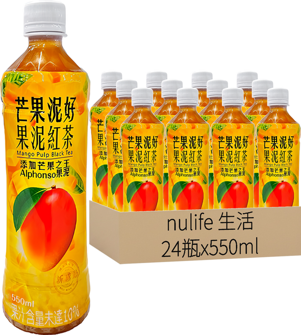 nulife 生活 芒果泥好果泥紅茶, 550ml, 24瓶