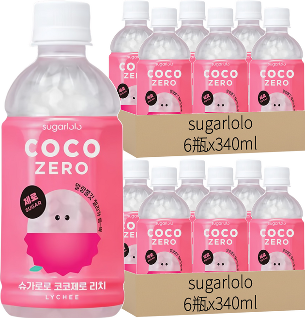 sugarlolo 椰果飲料 荔枝風味, 12瓶, 340ml