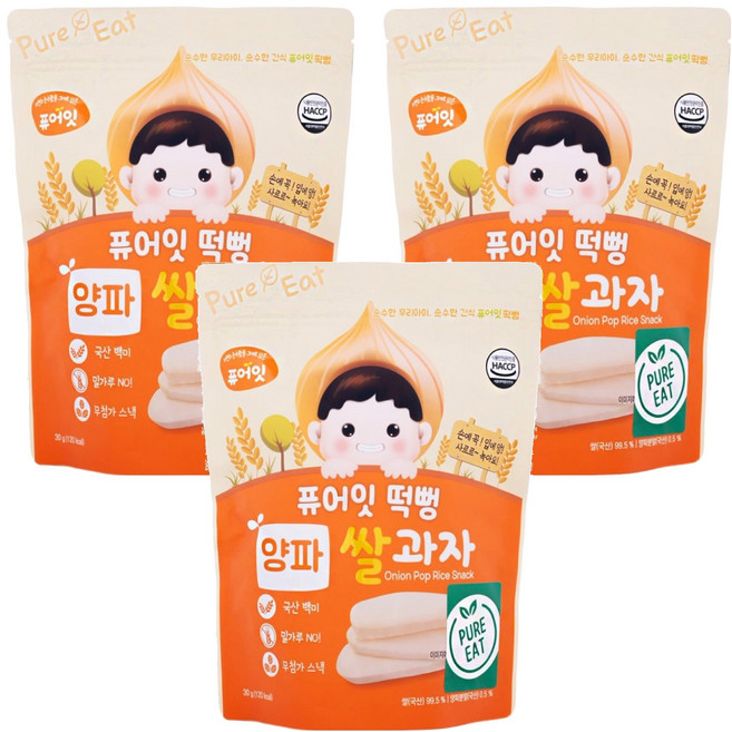 Pure Eat 幼兒米餅, 洋蔥, 30g, 3包